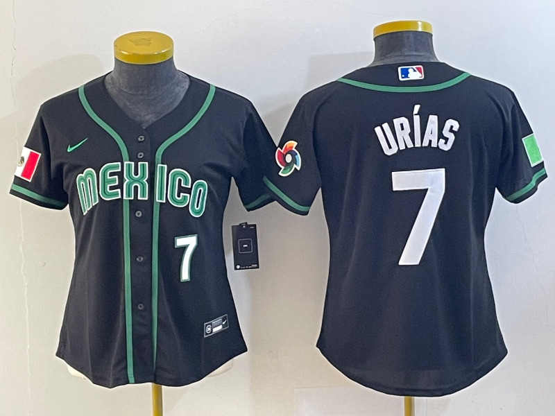 Youth Mexico Baseball #7 Julio Urías 2023 Black World Baseball Classic With Patch Stitched Jersey